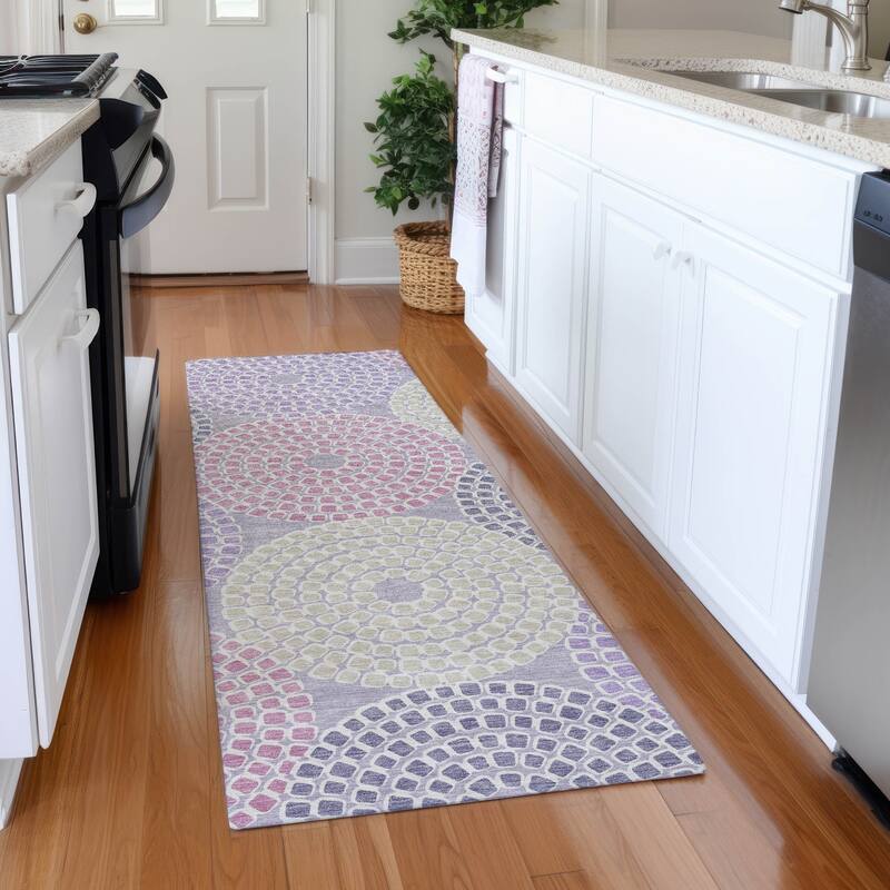 Premium Washable Super Soft Mosaic Colosseum Mayfield Rug - Lavender - 2'3" x 7'6"