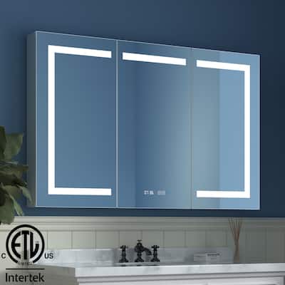ExBrite LED Lighted Bathroom Medicine Cabinet with Mirror Recessed or Surface led Medicine Cabinet