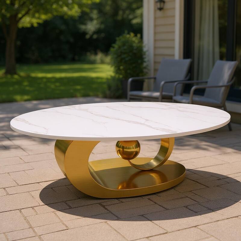 Homy Casa Elegant Outdoor Dining Table - Modern Patio Furniture - Gold