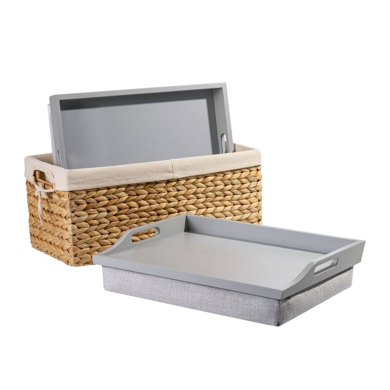 Rossie Home Basket Set with 2 Lap Trays - Calming Grey