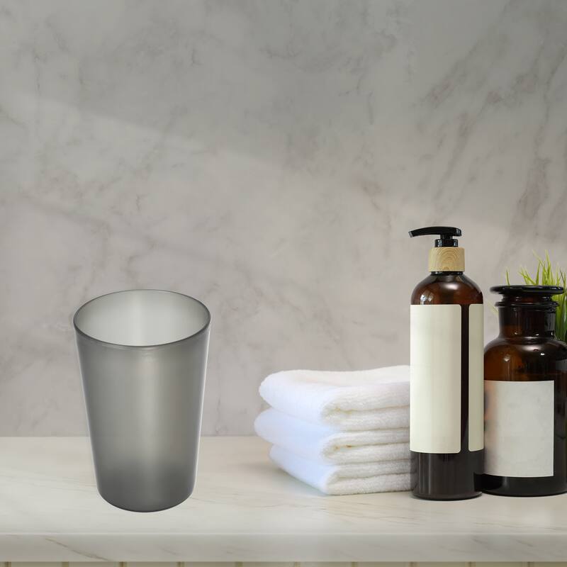 2pcs Bathroom Toothbrush Tumblers Cup PP Toothbrush Cup Gray Black 4.52"x3.03" - Gray Black