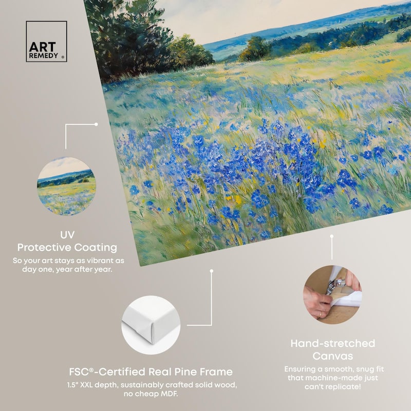 Sky Over Blue Fields Canvas by Art Remedy, Gallery Wrapped
