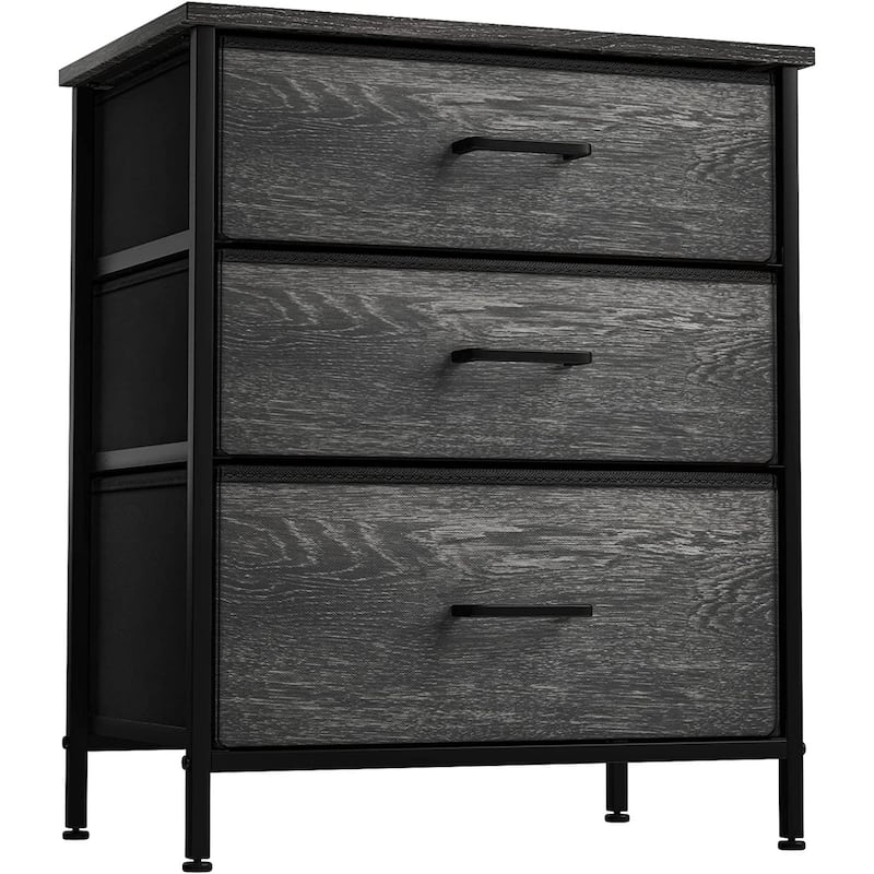 Nightstand 3-Drawer Shelf Storage - Bedside Furniture End Table Chest