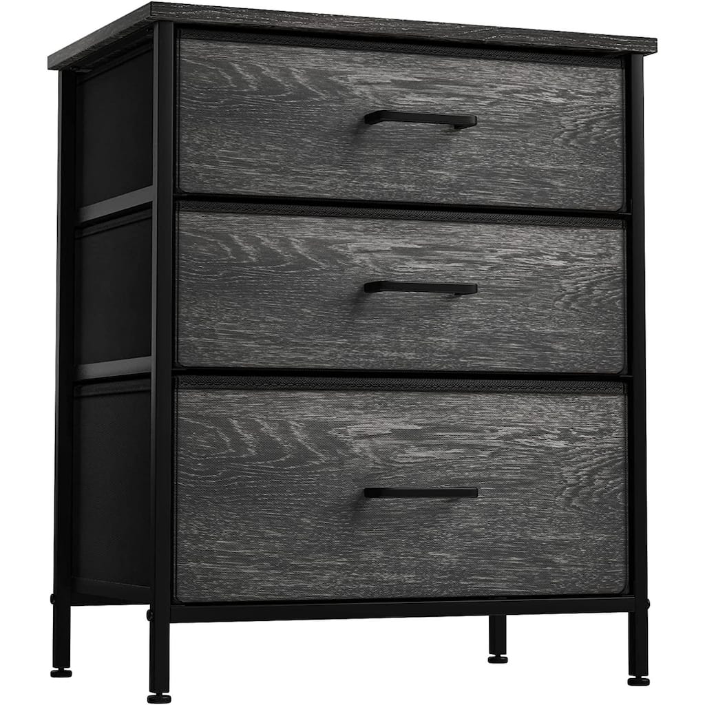 Nightstand 3-Drawer Shelf Storage - Bedside Furniture End Table Chest