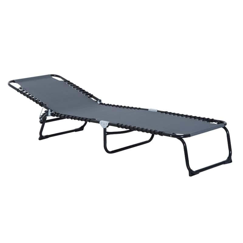 Steel Framed Terrace Sunbathing Folding Lounger - Gray