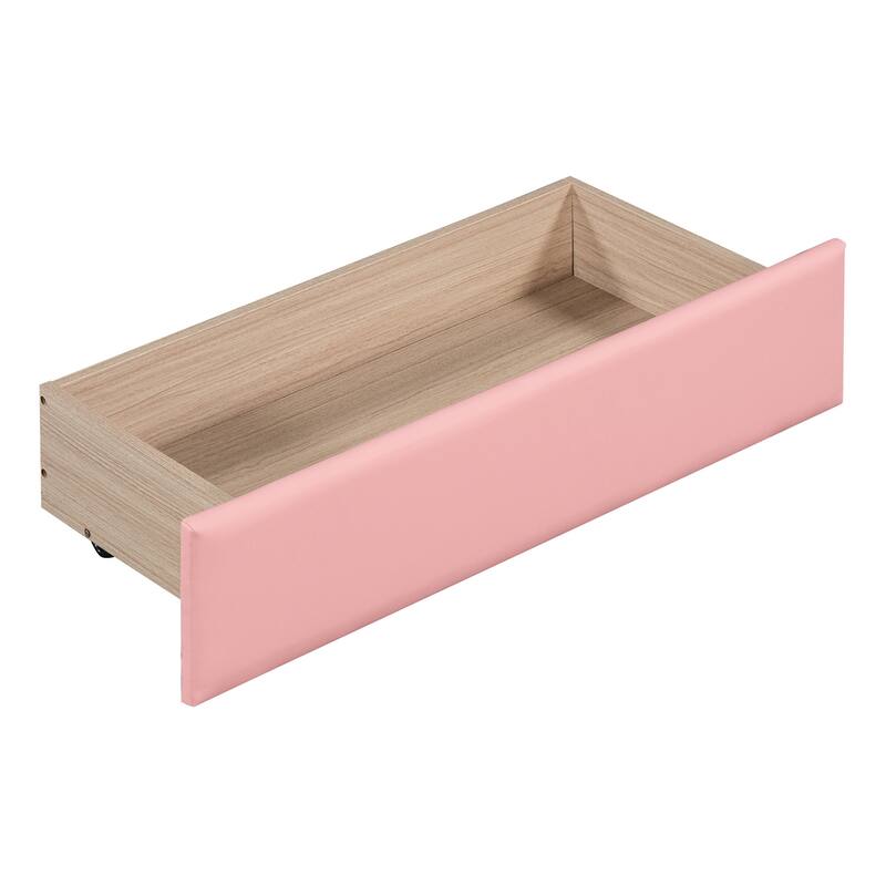 Twin Size PU Upholstered Tufted Daybed with Two Drawers