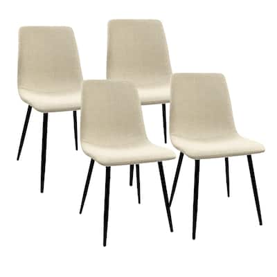 Dining Chairs Set of 4, Beige Linen Upholstered Dining Table Chair