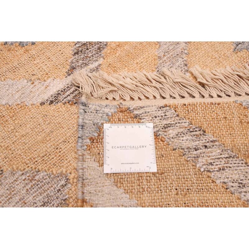 ECARPETGALLERY Flat-Weave Palas Denizli Tan Jute, Rayon Kilim - 5'4 x 7'4