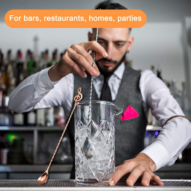 12-Inch Bar Spoon Cocktail Mixing Spoon with Note Spiral Pattern