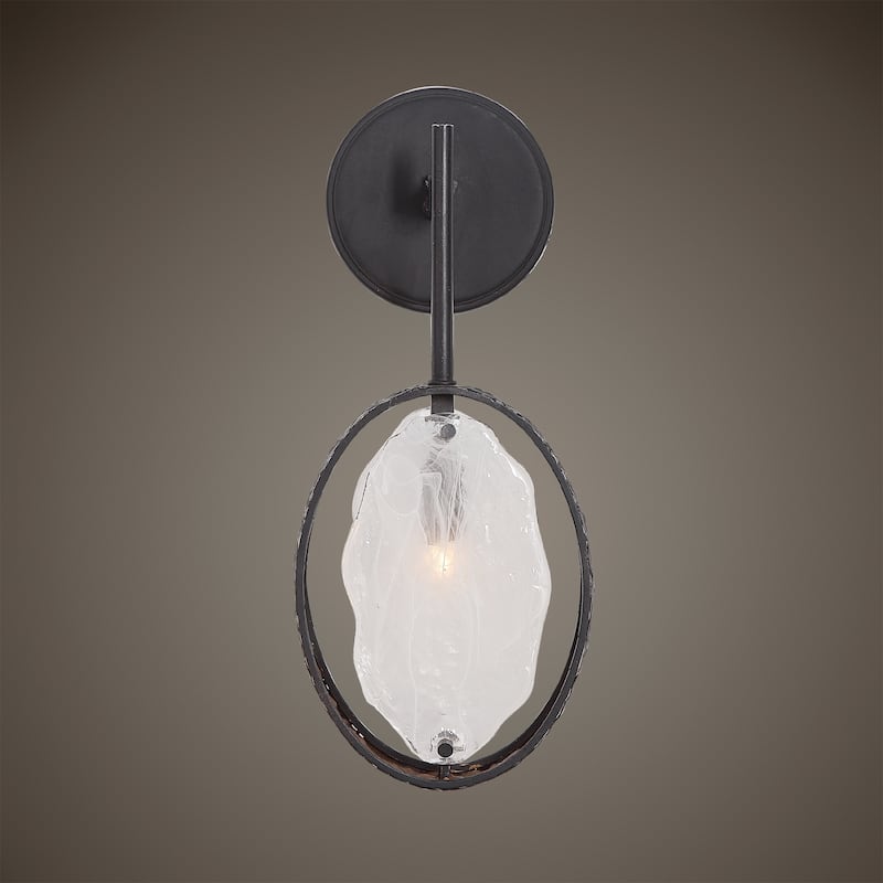 Hammered Oval Wall Sconce - 15" - Bronze Finish