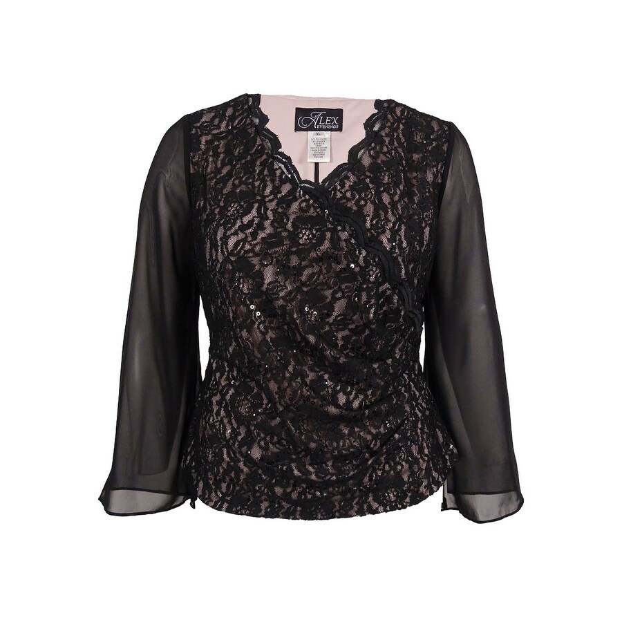 black lace evening top