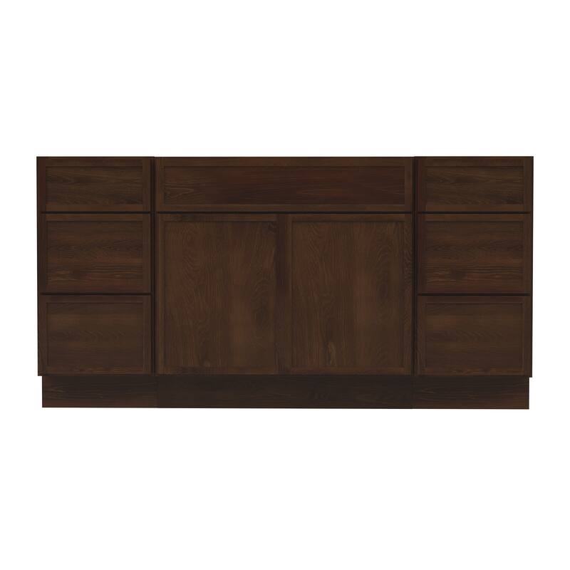 Vanity Art 66" Birch Freestanding Bathroom Vanity Cabinet without Top