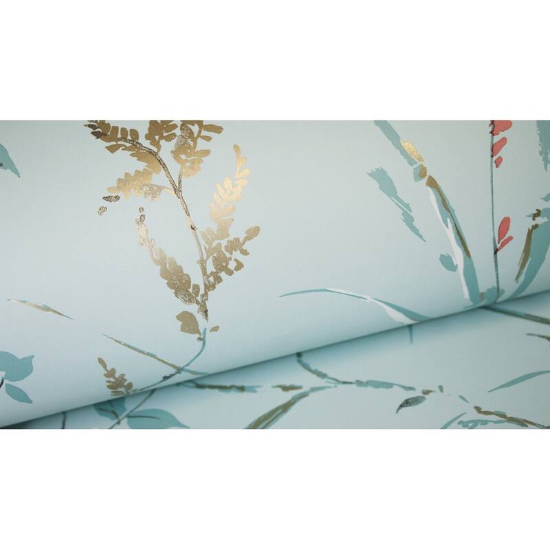 Fine Decor Mariko Light Blue Botanical Wallpaper
