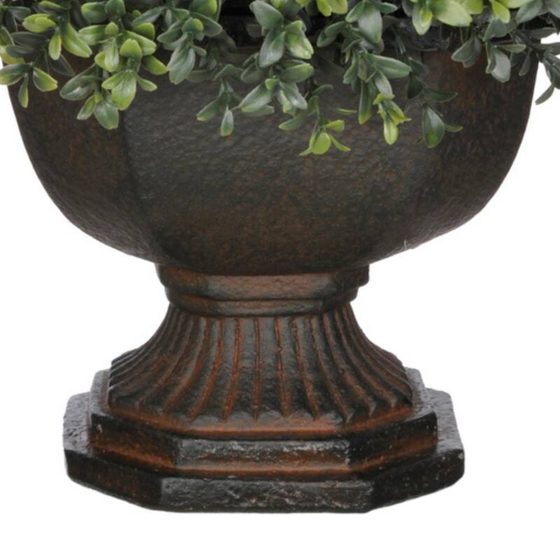 Faux Half-Ball Boxwood Topiary in Garden Urn