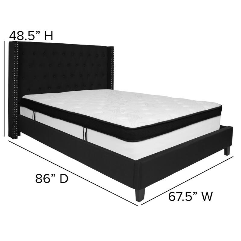 Tufted Upholstered Platform Bed w/ Memory Foam Pocket Spring Mattress