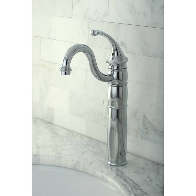Kingston Brass Georgian Vessel Faucet with Deck Plate and Metal Lever