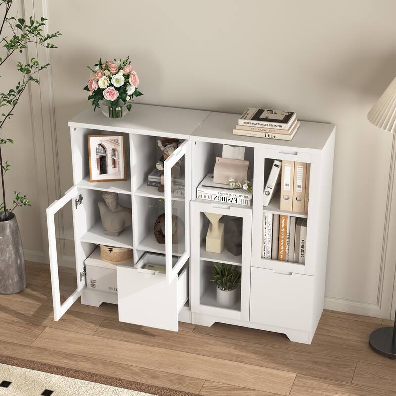Modern Living Room Storage Cabinet with Doors and Shelves/Drawers,4 Colors