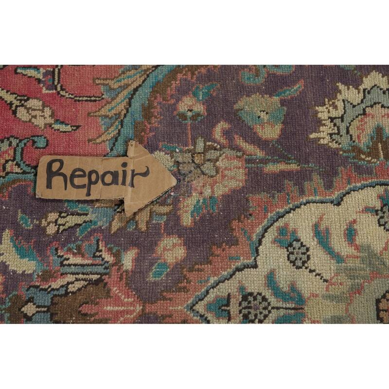 Pink Tabriz Persian Area Rug Hand-Knotted Wool Carpet - 9'0" x 12'5"