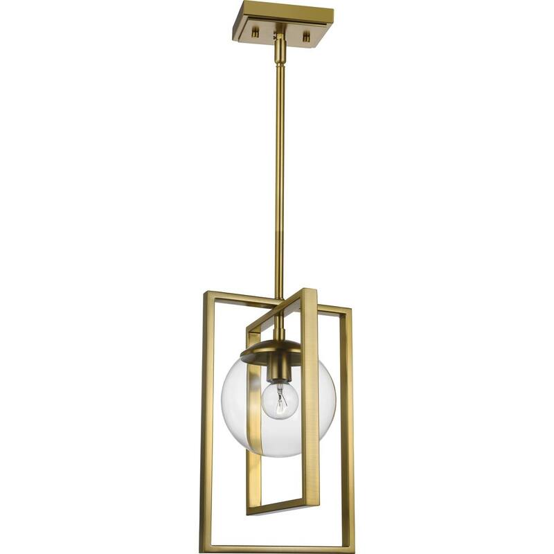 Atwell Collection One-Light Brushed Bronze Clear Glass Luxe Pendant Light - 11.500" x 16.000" x 10.500"