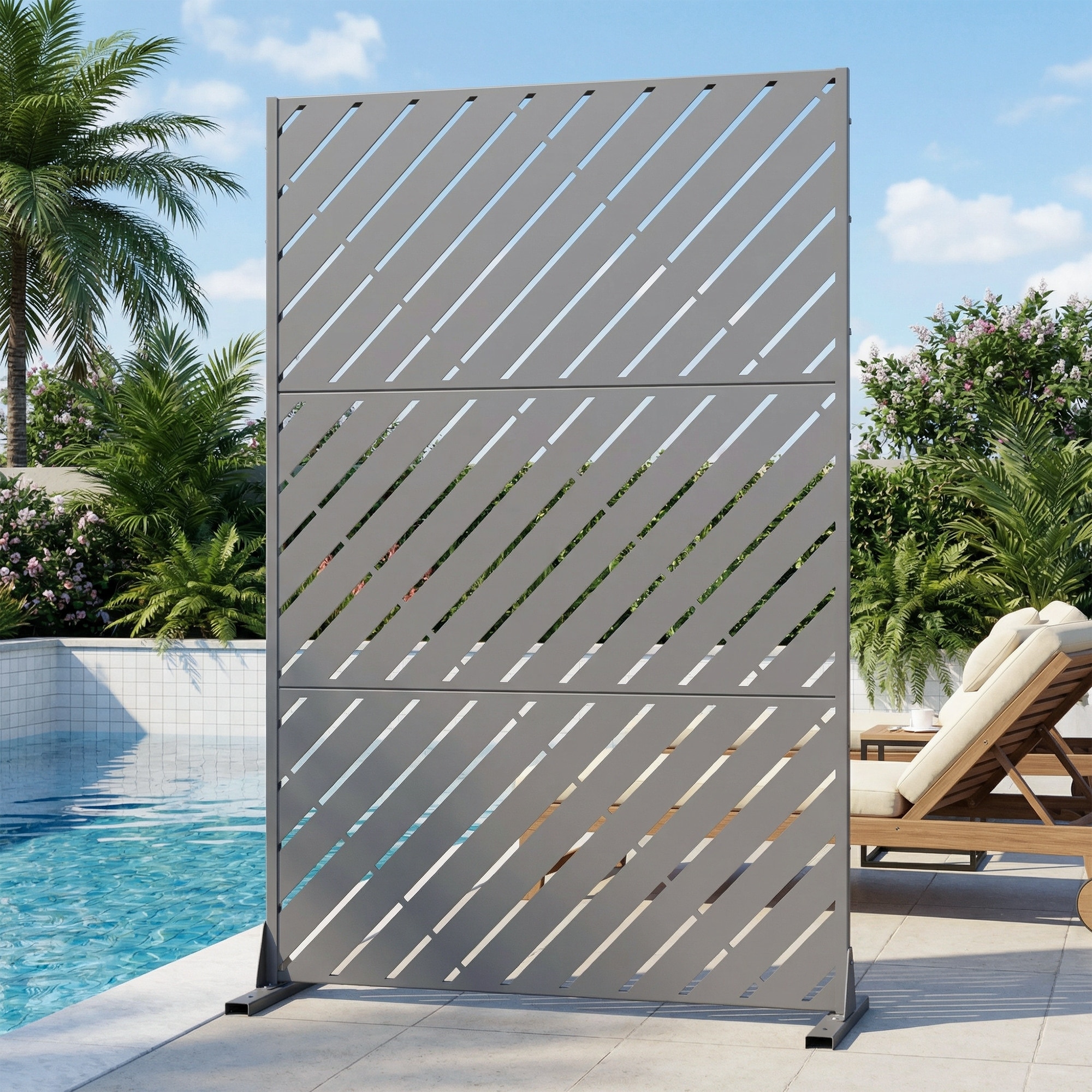 Outdoor Freestanding Metal Privacy Screen Decorative Partition Panel for Patio Garden Balcony