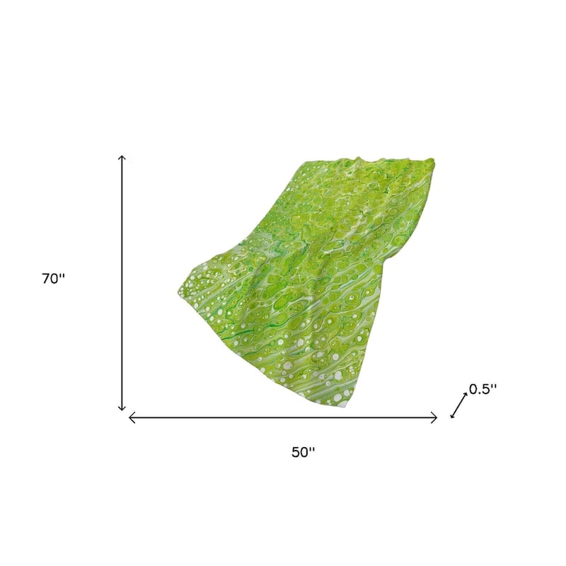 HomeRoots 50" X 70" Green And Off White Abstract Plush Throw Blanket