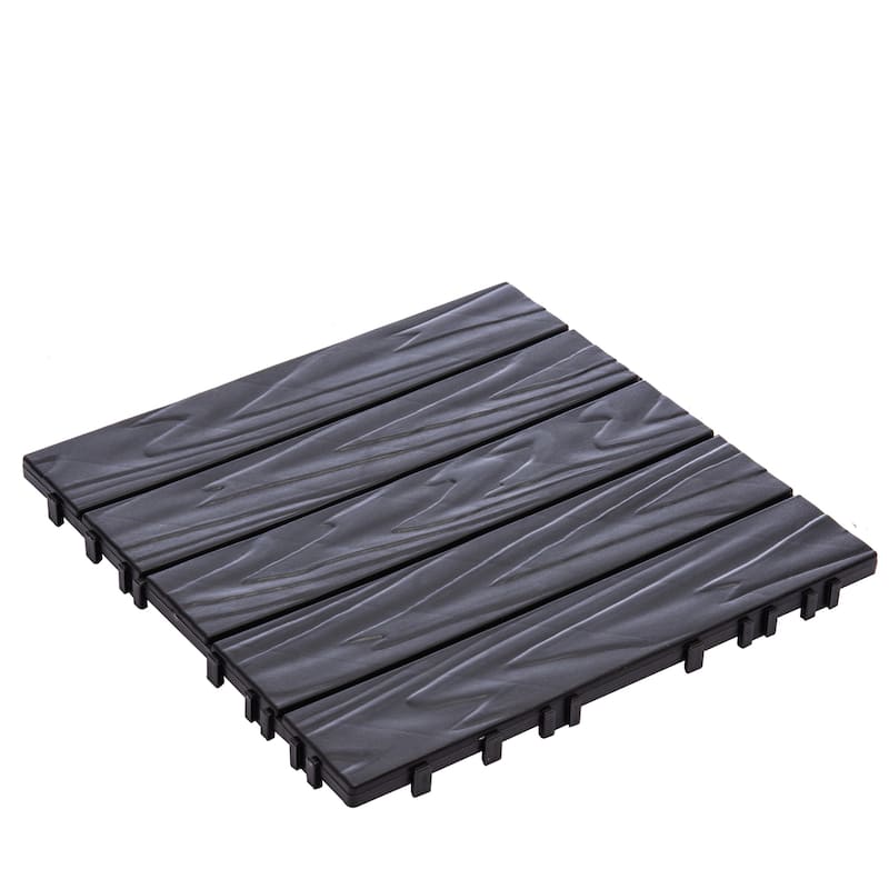 76-Pack 11.42"x11.42"Interlocking Deck Tiles -68.80 Sq.Ft 3D Wood Grain Plastic Flooring,Waterproof & Moisture-Proof Tiles