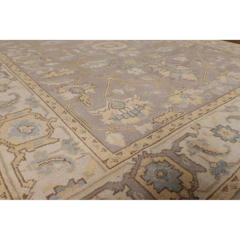 Gray Oushak Oriental Area Rug Hand-Knotted Wool Carpet - 7'6" x 10'6"