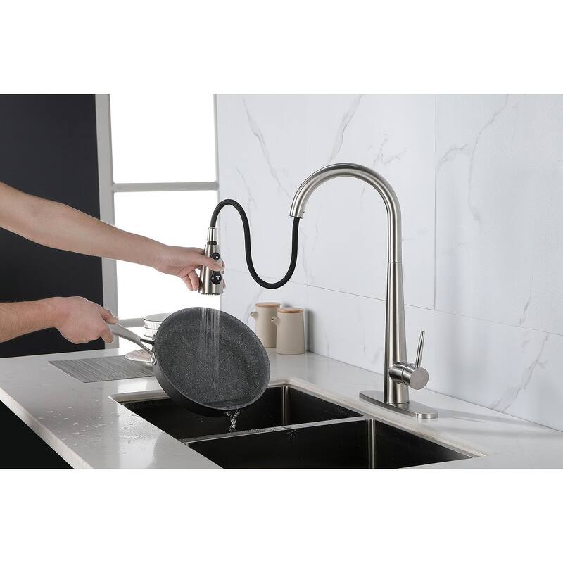 Modern Stainless Steel Kitchen Faucetswith Pull Down Sprayer