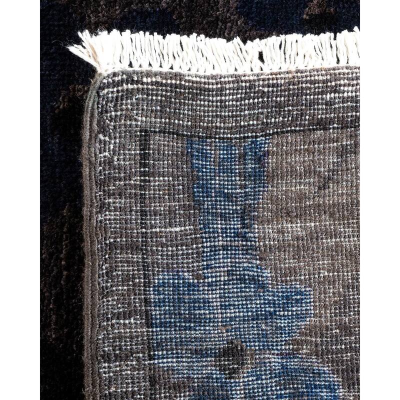 Overton Hand Knotted Wool Vintage Inspired Modern Contemporary Overdyed Charcoal Area Rug - 6' 0" x 8' 10"