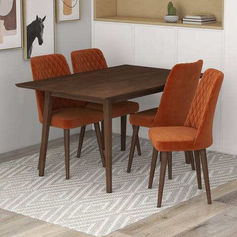 Allison Modern Solid Wood 5 Piece Furniture Set in Orange