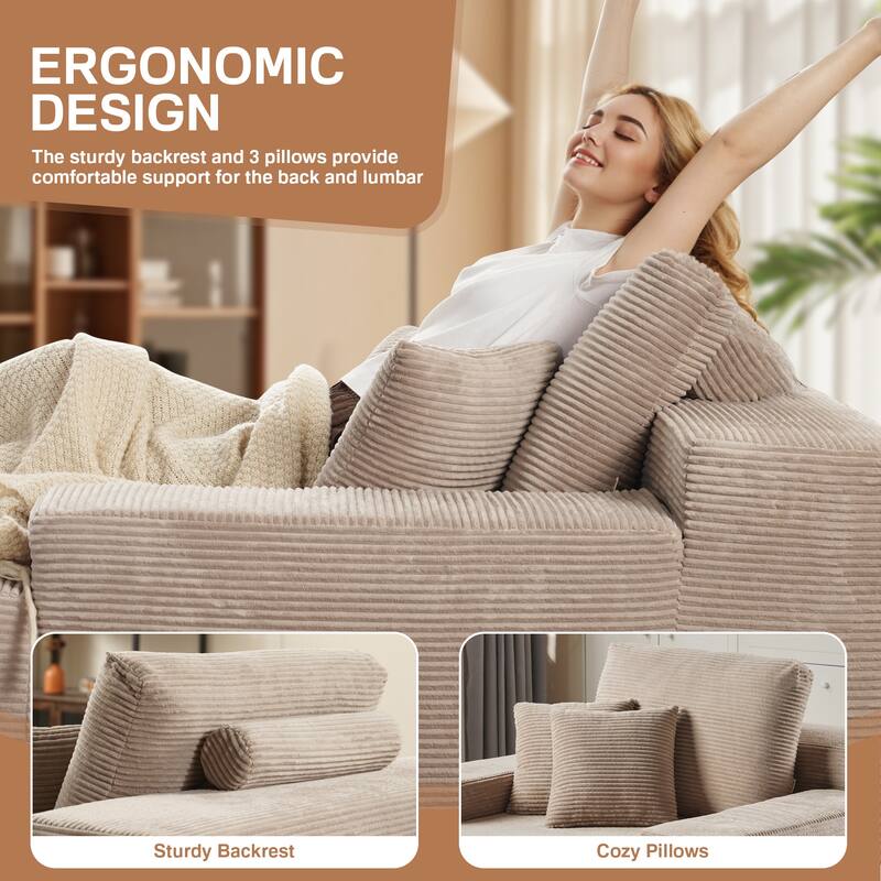 XIZZI Chaise Lounge Chair Corduroy Boneless Sofa Bed Sleeper Couch