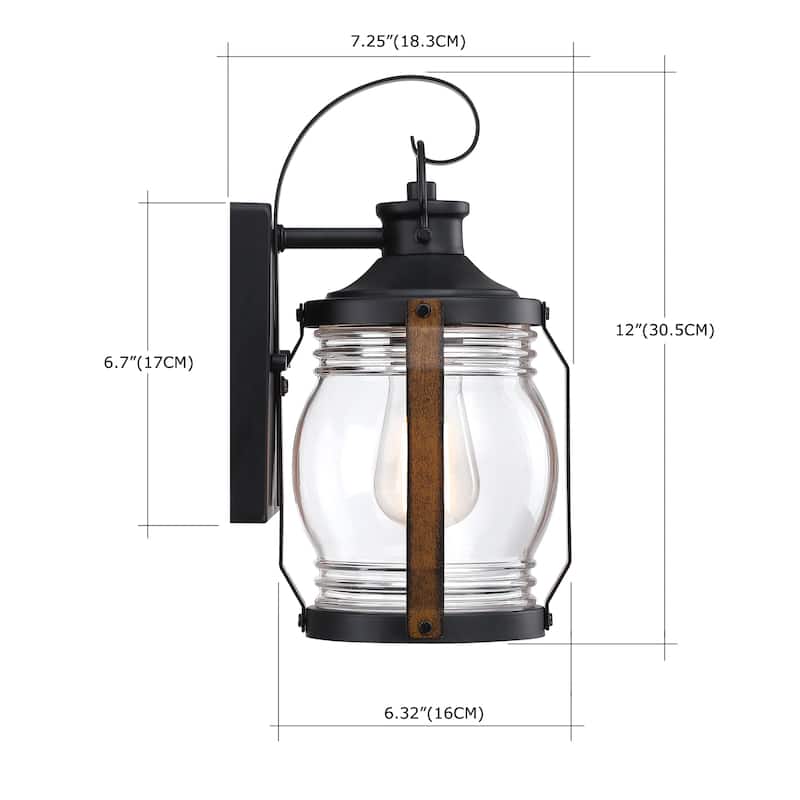 2-Pack 1-Light 11.84-in Outdoor Wall Light with Black and Barnwood