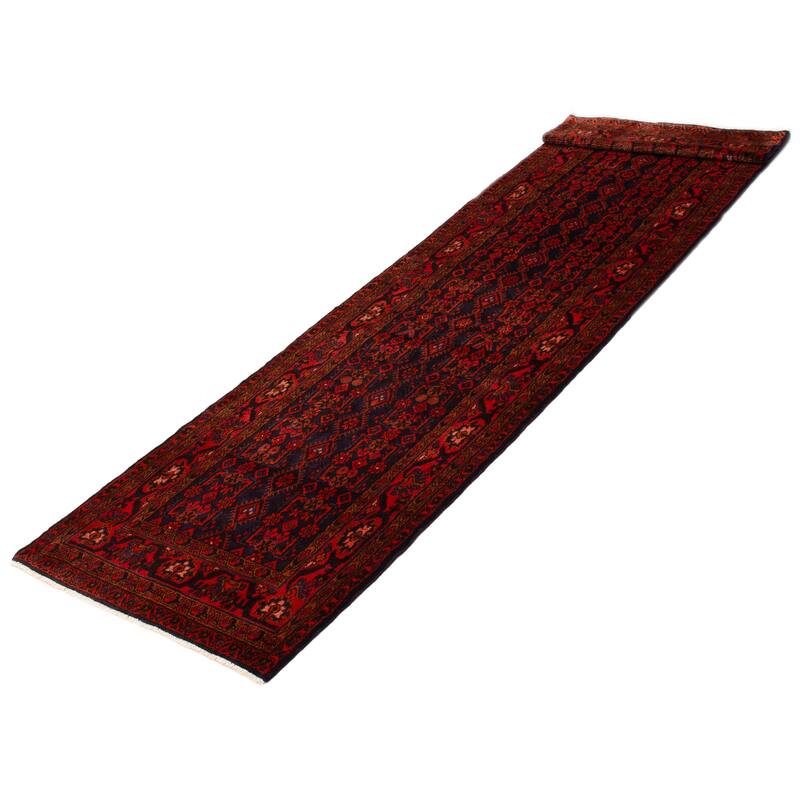 ECARPETGALLERY Hand-knotted Andelz Navy, Red Wool Rug - 3'8 x 14'4