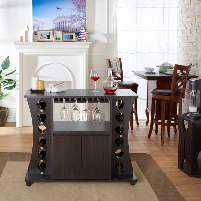 DH BASIC Espresso 12-Bottle Mobile Wine Cabinet by Denhour