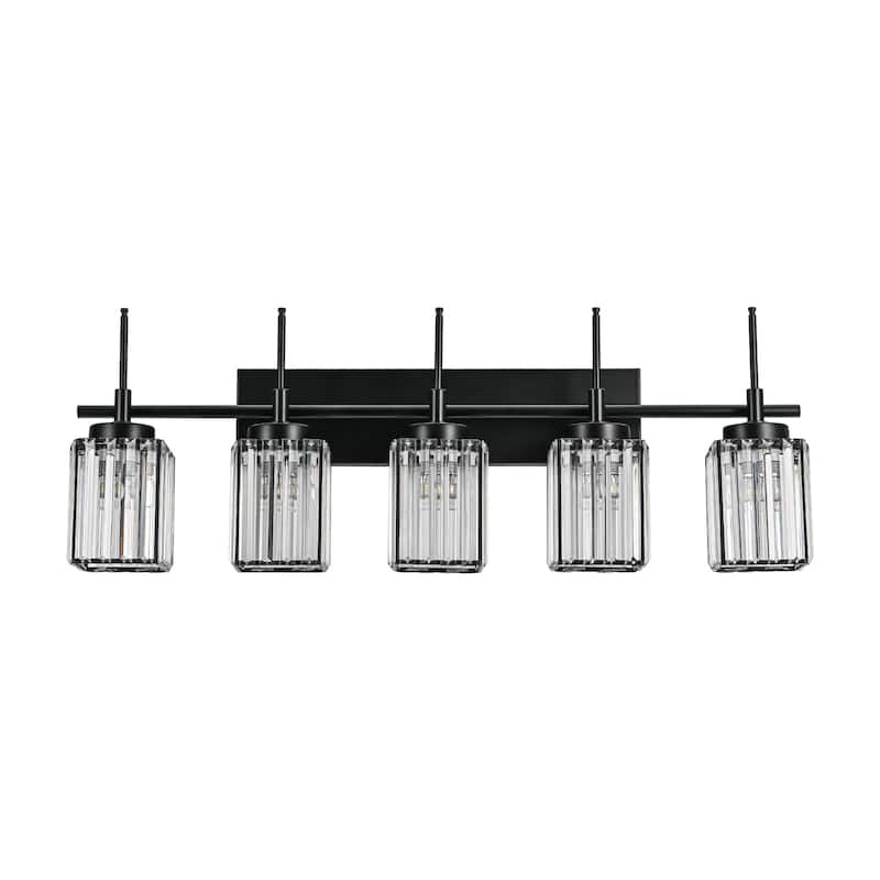 Modern Black 1/2/3/4/5-Light Bathroom Crystal Vanity Light Wall Sconces