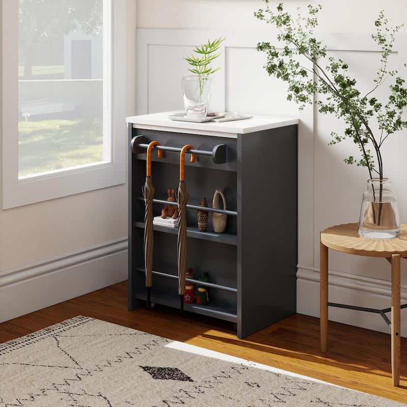 EROMMY Foldable Kitchen Island Table with Storage, Rolling Collapsible Dining & Work Table.