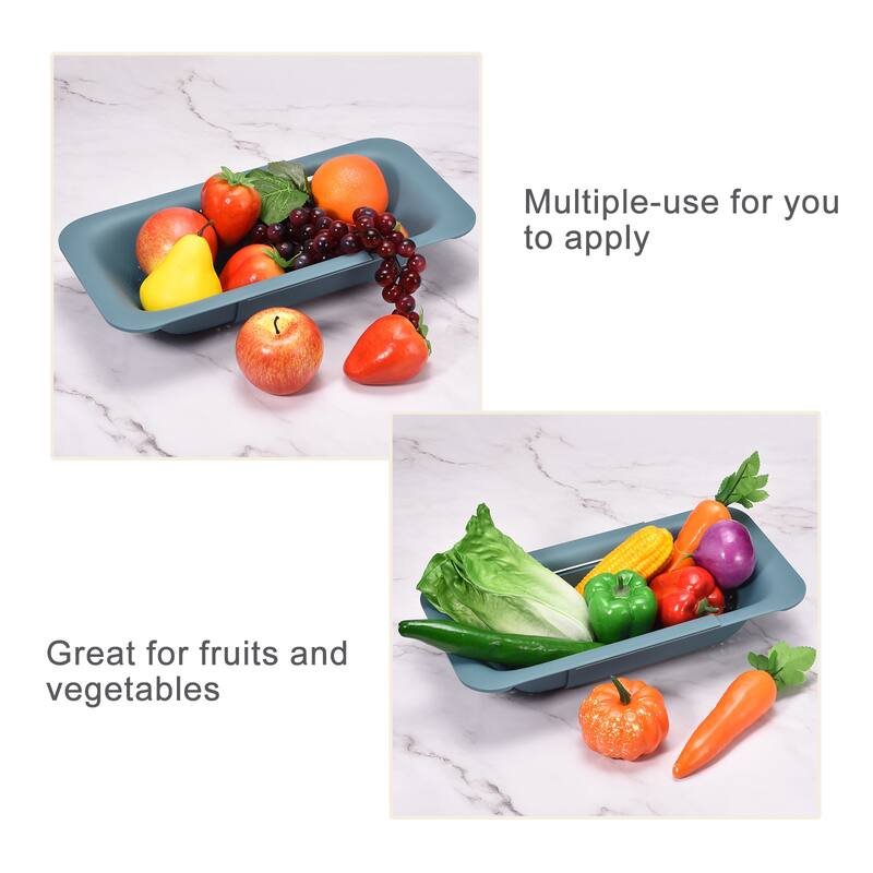 Collapsible Colander Kitchen Over the Sink Drain Strainer Basket 2Pcs - 36.2cm x 20cm x 7cm