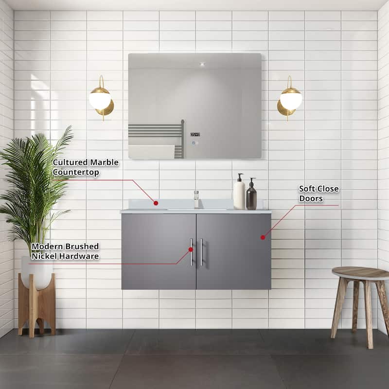 Geneva Bath Vanity with Cultured Marble Top, Sink, Faucet & Mirror
