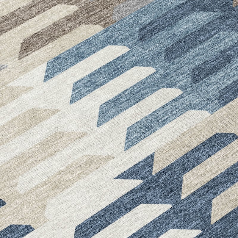 Machine Washable Indoor/ Outdoor Modern Stacks Chantille Rug