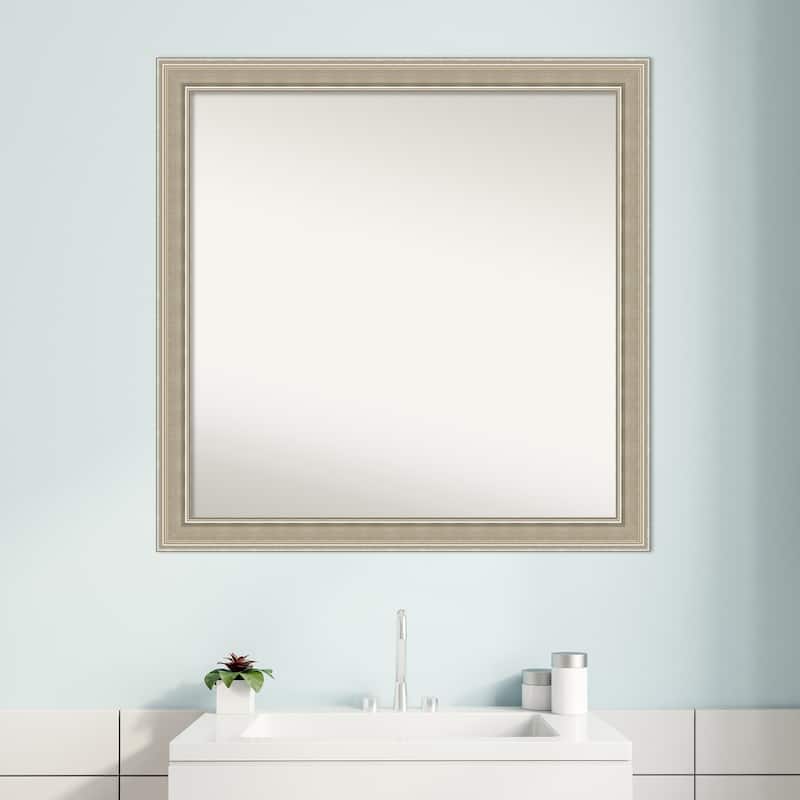 Mezzo Silver Non-Beveled Wood Framed Bathroom Vanity Wall Mirror - Mezzo Silver