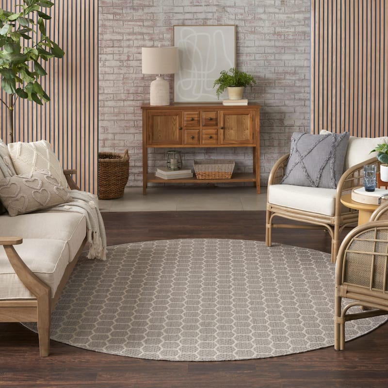 Nourison Reversible Indoor Outdoor Indoor/Outdoor Geometric Area Rug