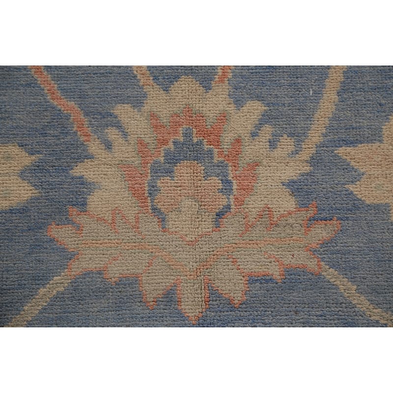 Hand Knotted Oriental 100% Wool Carpet Transitional All-Over Navy Blue & Blues Oushak Area Rug - 14' 11'' X 12' 1''