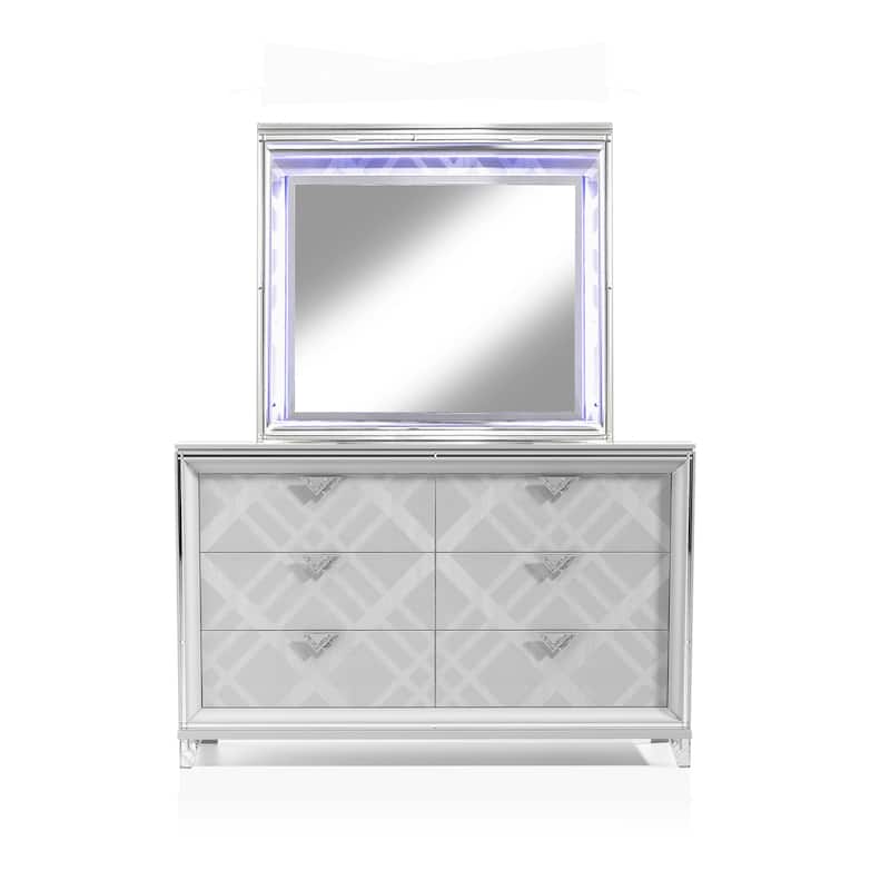 Furniture of America Bel Air Glam Wood 5-Piece Platform Bedroom Set with USB Port