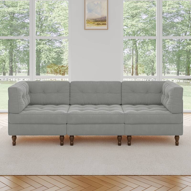 98"W Modular Upholstered Corduroy Sectional Sofa for Living Room
