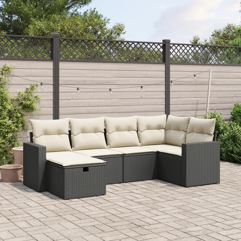 vidaXL Garden Sofa Sett - Black and cream Large - form1