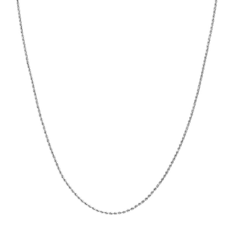 Curata 14k White Gold 1.8mm Hollow Rope Chain Necklace (Lobster)