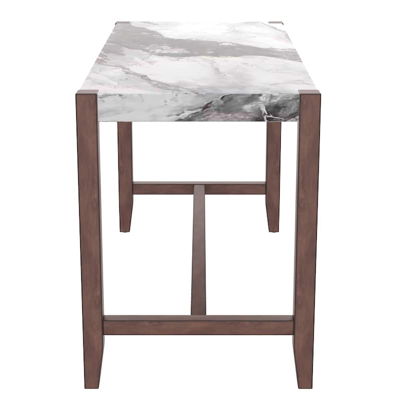 Counter Height Table, 47.5 Inch Faux Marble Finish Bar Dining Table, Modern Bar Tall Dining Table