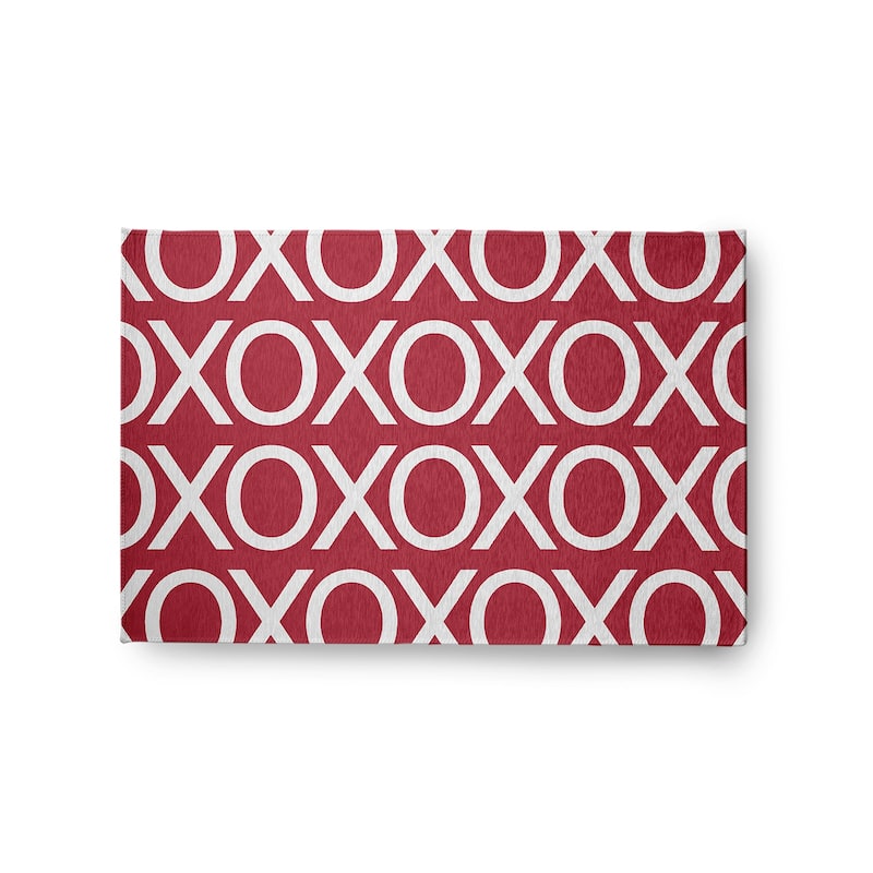 Hugs and Kisses Valentines Chenille Indoor/Outdoor Rug - Brick - 2' x 3'