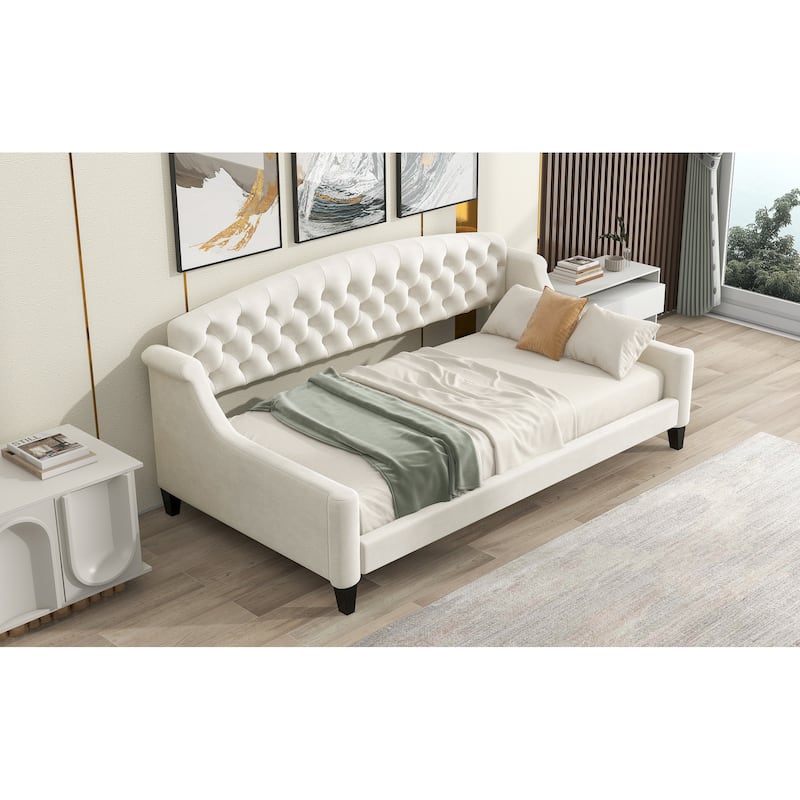 Velvet Daybed with Button Tufted Backrest
