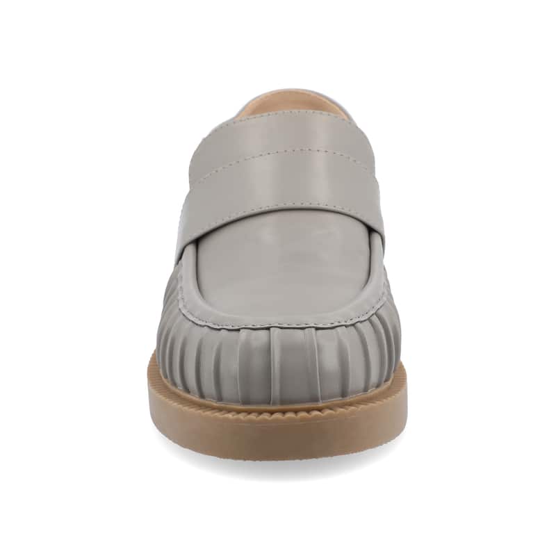 Journee Collection Women's Lakenn Slip On Crash Back Loafer Flats - Grey - 11